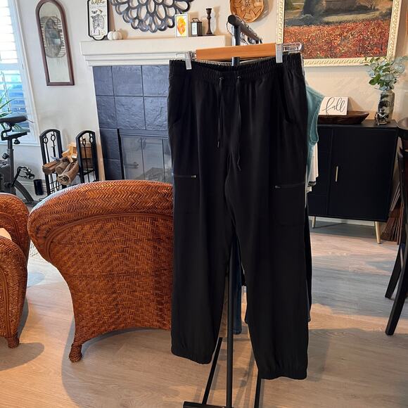 Eddie Bauer Pants Womens Size 8 Black Fleece Lined Elastic Waist Drawstrings - Picture 16 of 16